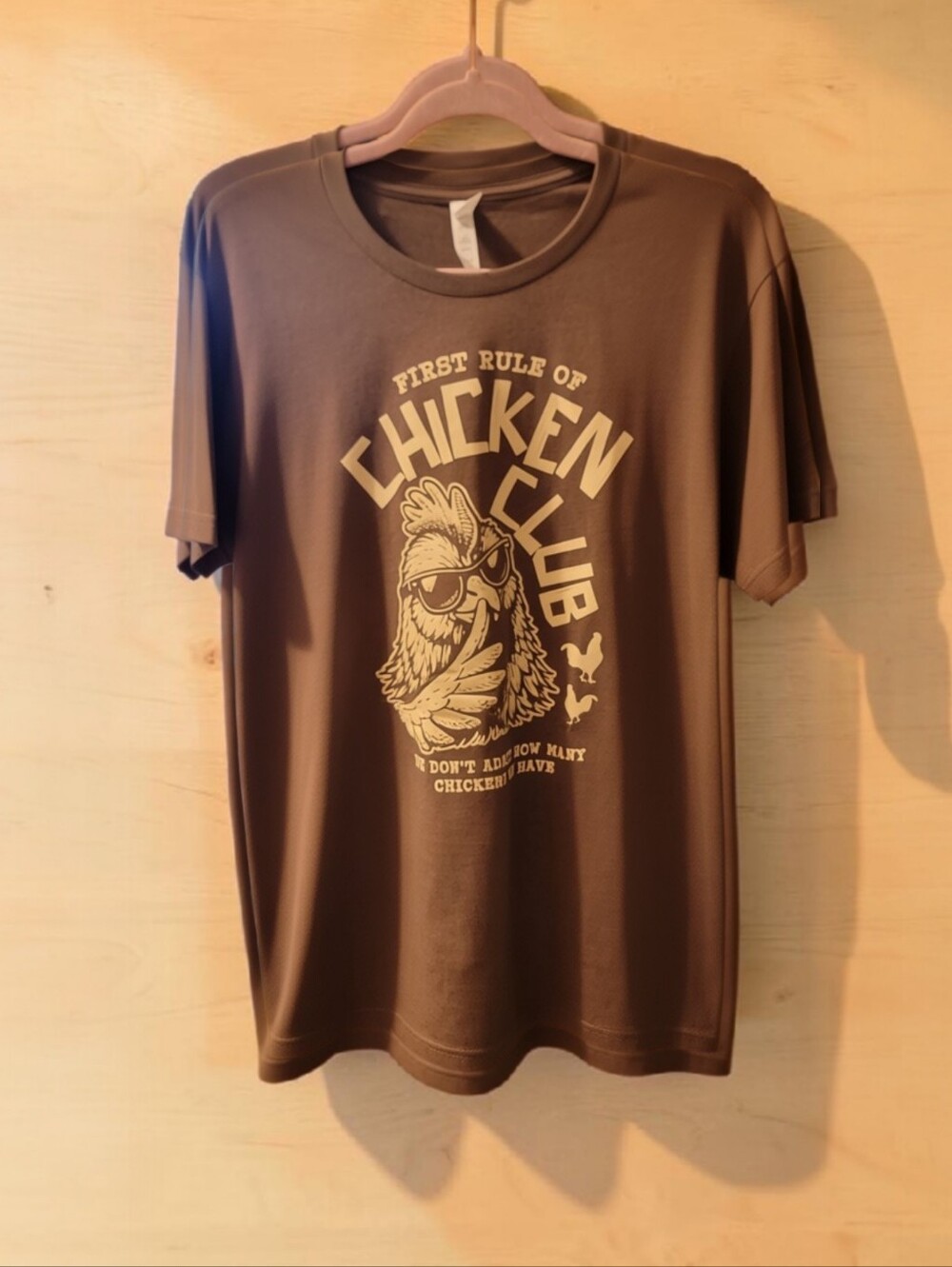 Bella Canvas Chicken Graphic T Shirt  - Brown Crew Neck Size L NWOT
